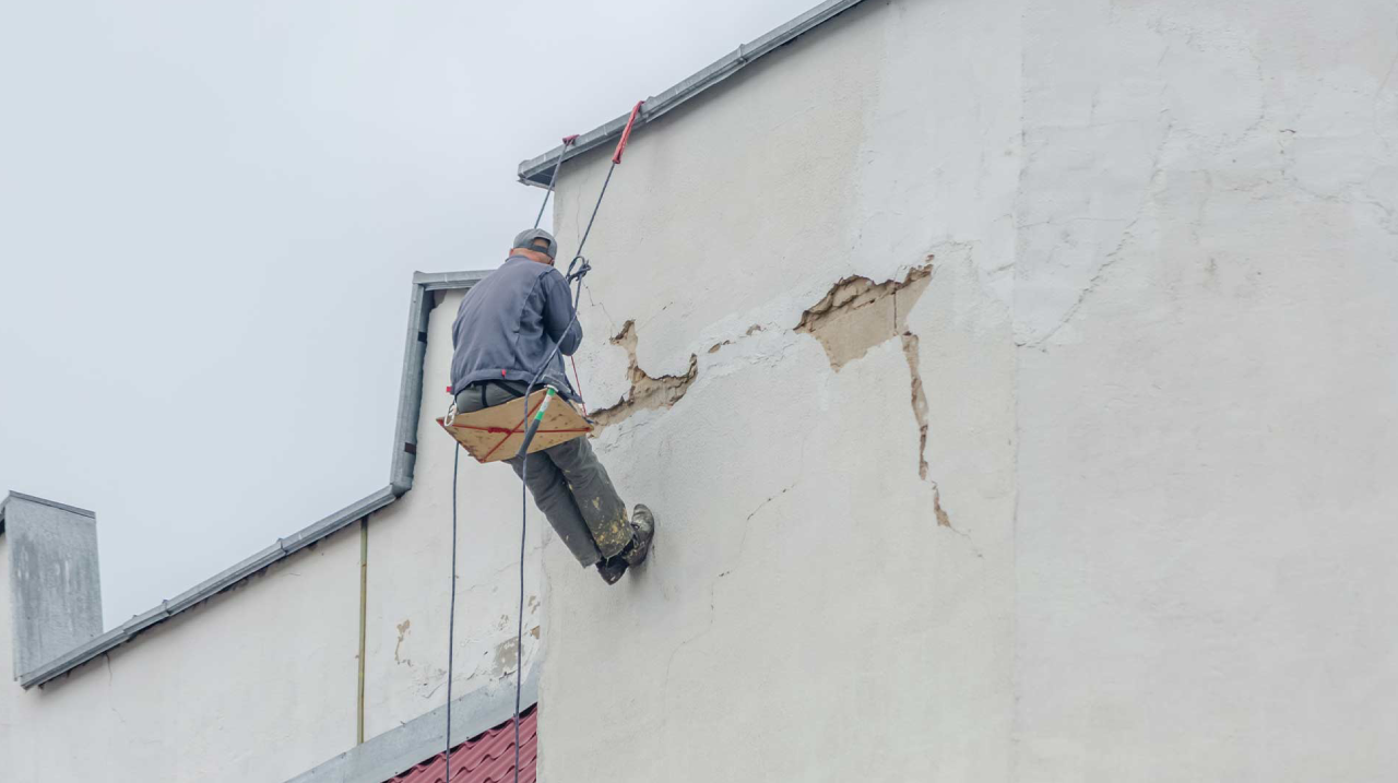 Exterior Wall Cement Repair by 3rd dimension